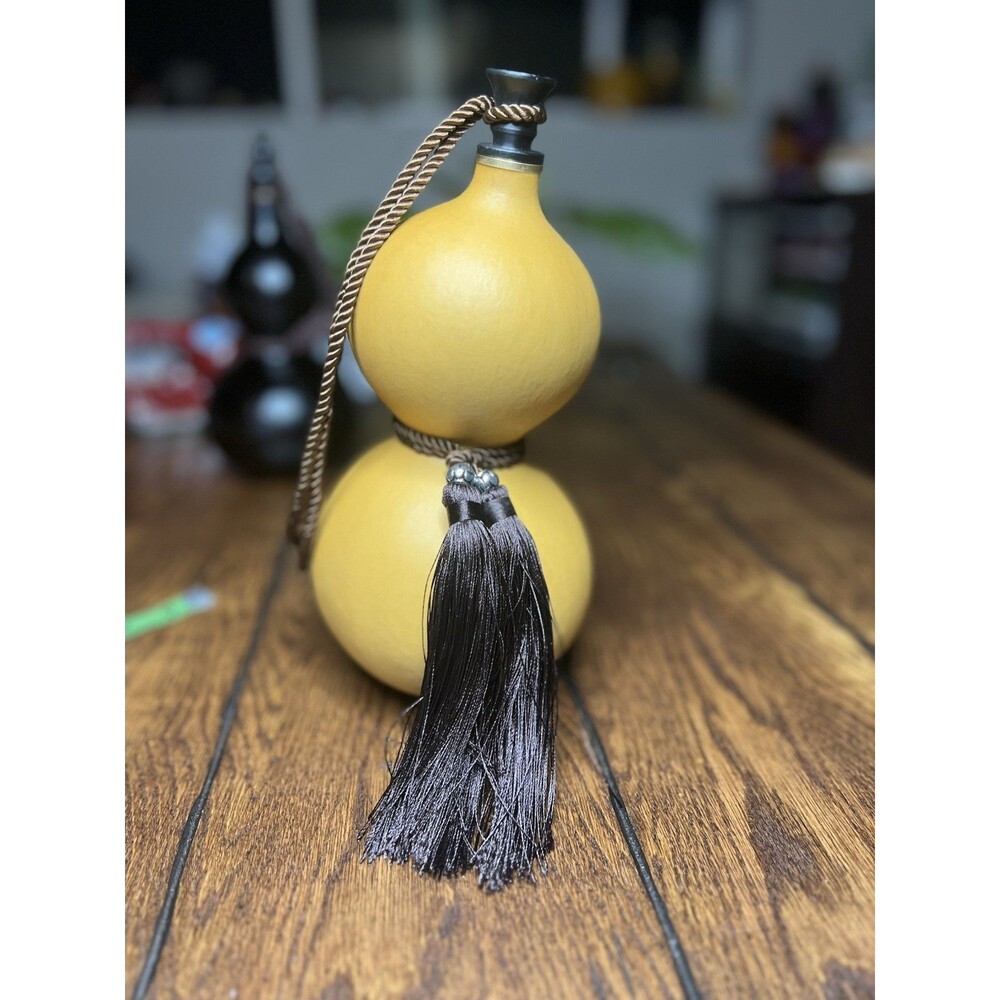 Antique Japanese Hyotan Gourd Flask with Cord & Tassel